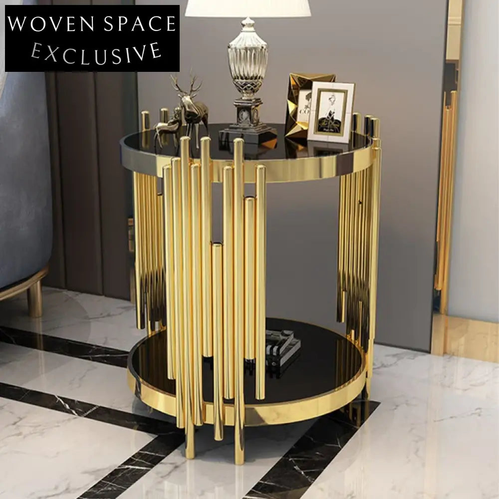 Modern Black Glass Round Luxury Living Room Coffee Table