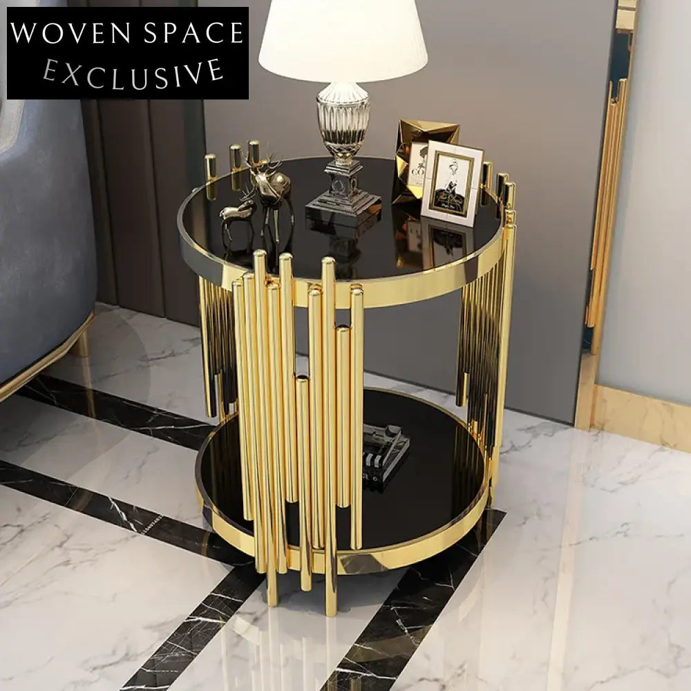 Modern Black Glass Round Luxury Living Room Coffee Table