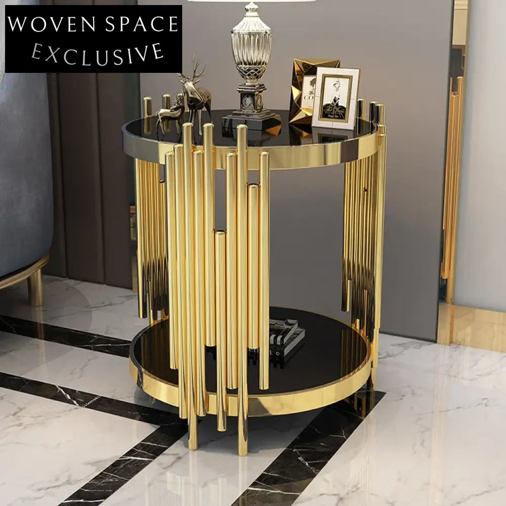 Modern Black Glass Round Luxury Living Room Coffee Table