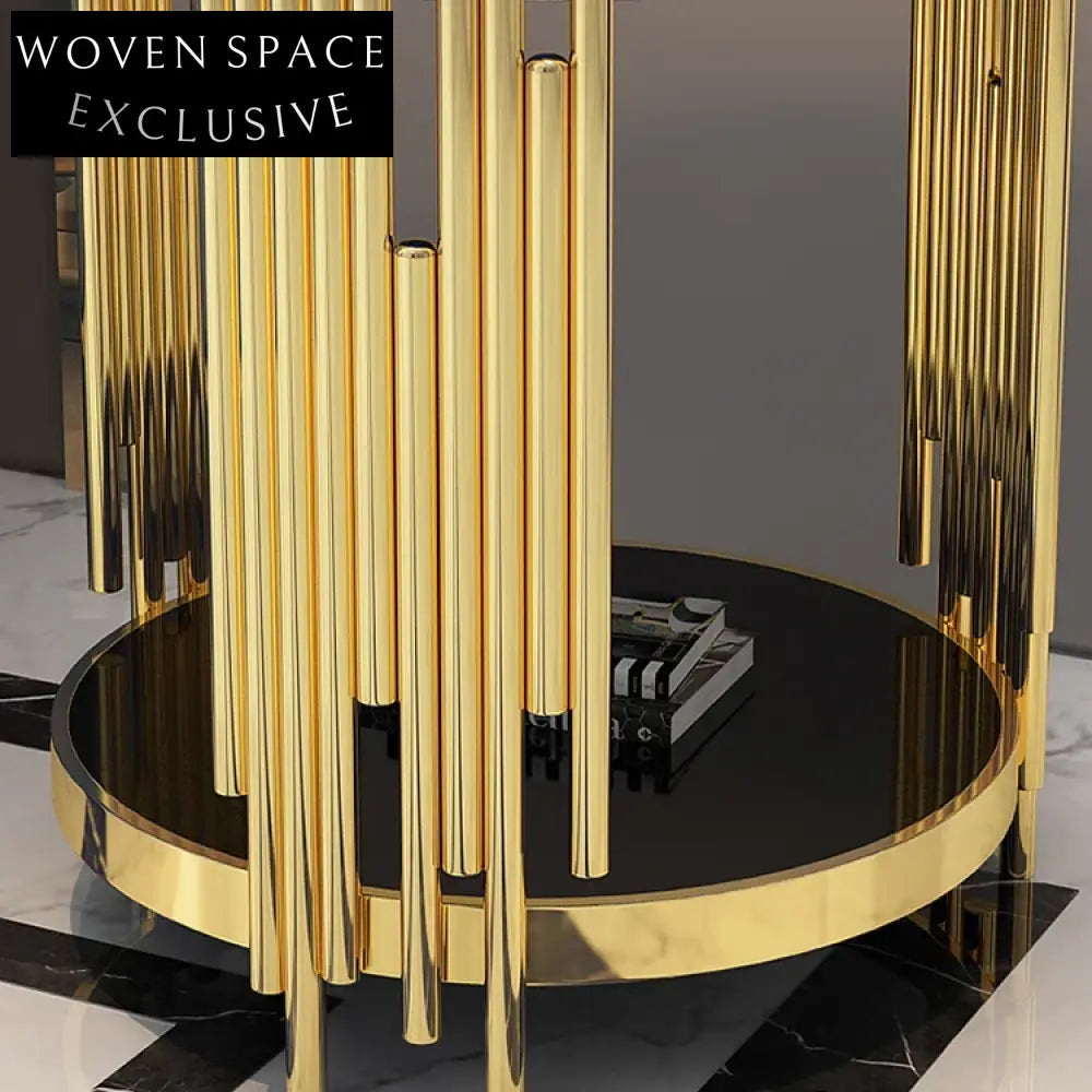 Modern Black Glass Round Luxury Living Room Coffee Table