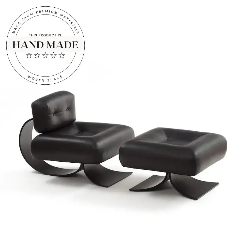 Modern Black Leather Single Recliner Lounge Accent Chair with Metal Legs