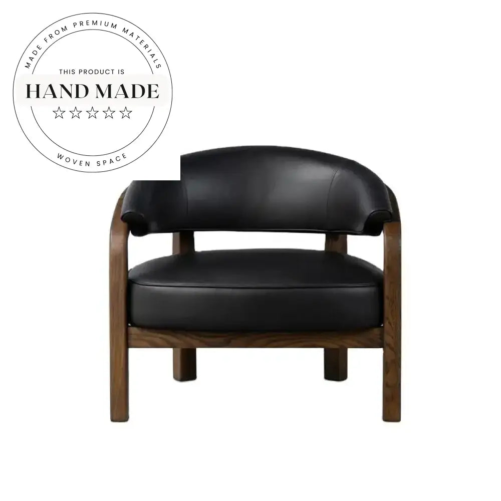 Modern Black Leather Wooden Frame Lounge Recliner Chair