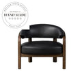 Modern Black Leather Wooden Frame Lounge Recliner Chair