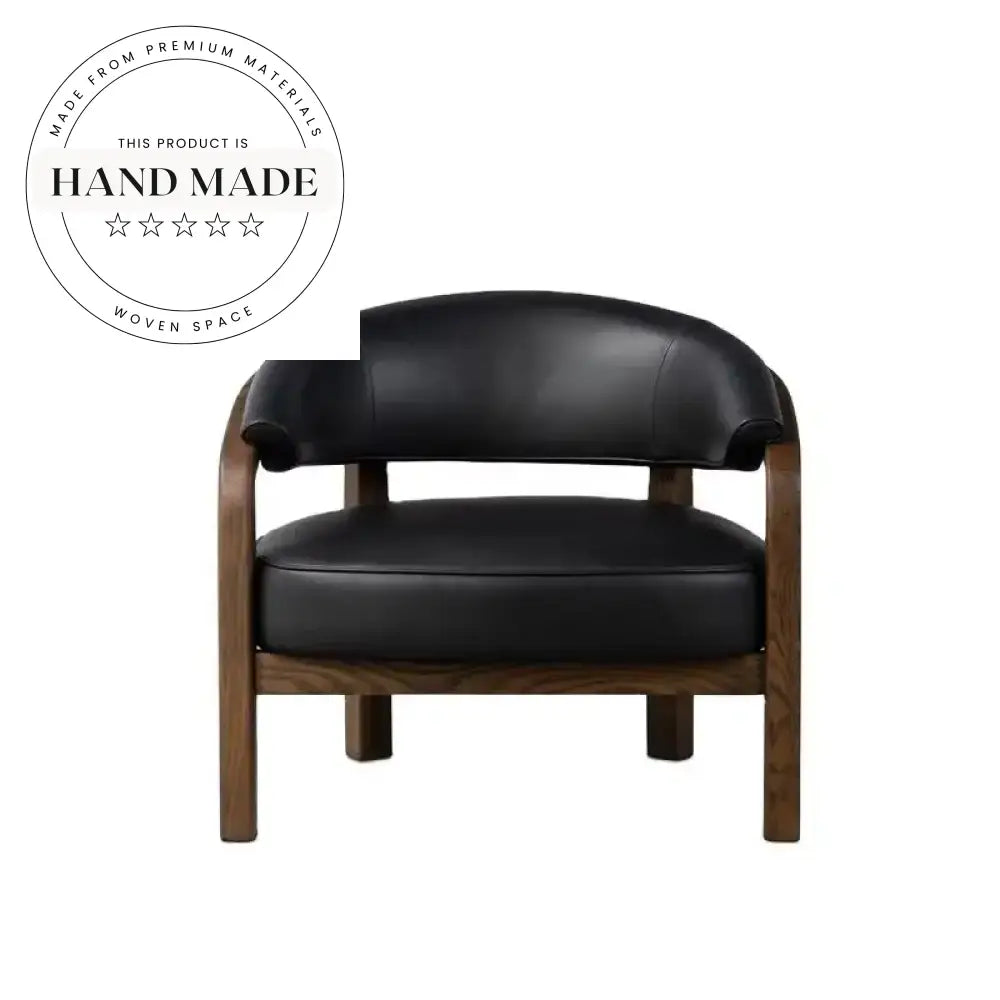 Modern Black Leather Wooden Frame Lounge Recliner Chair
