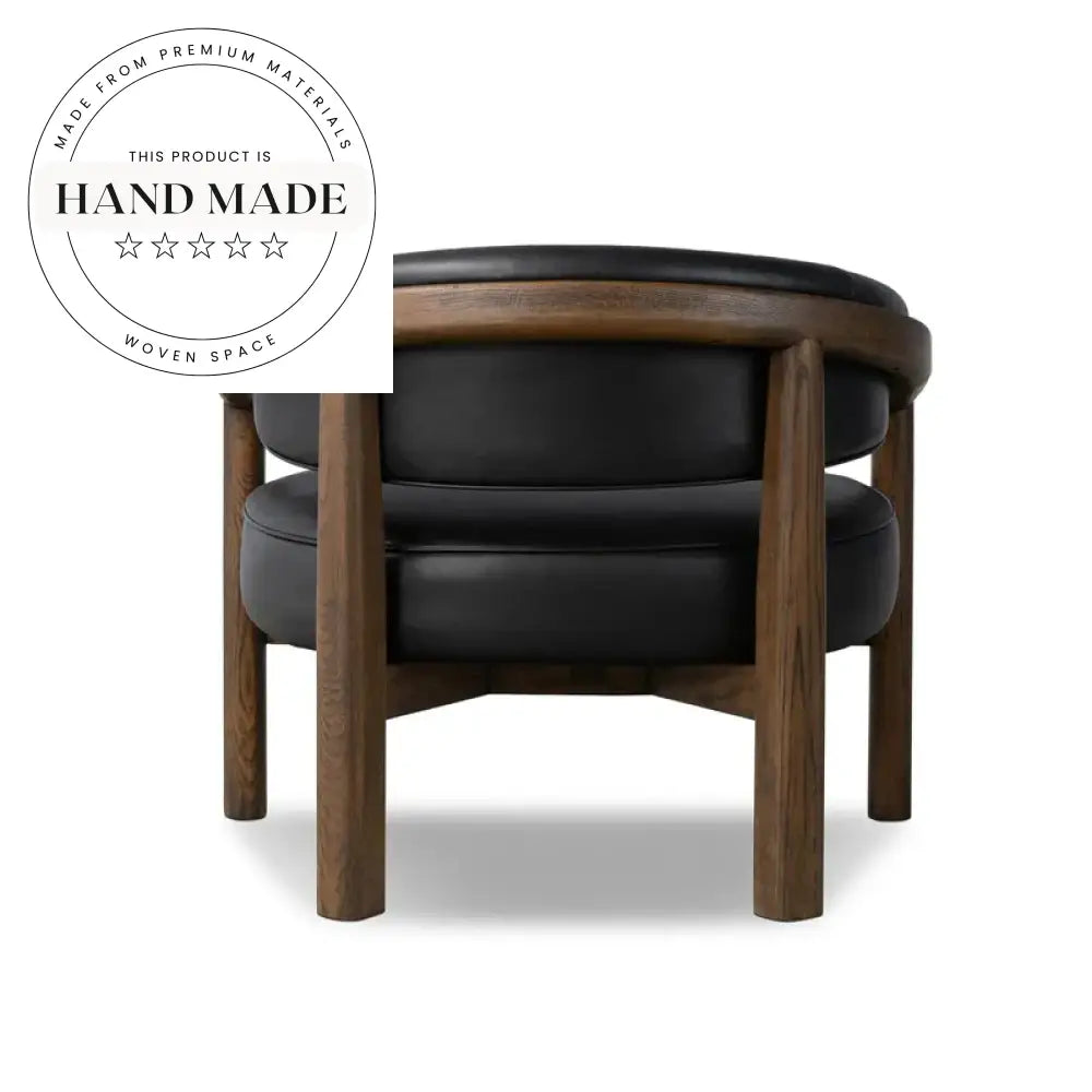 Modern Black Leather Wooden Frame Lounge Recliner Chair