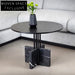 Modern Black Marble & Metal Round Coffee Table Set with End Tables