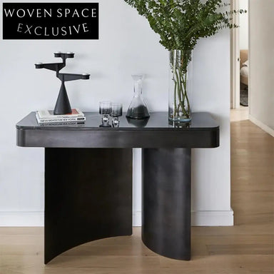 Modern Black Marble Top Gold Console Table for Entryway Living Room