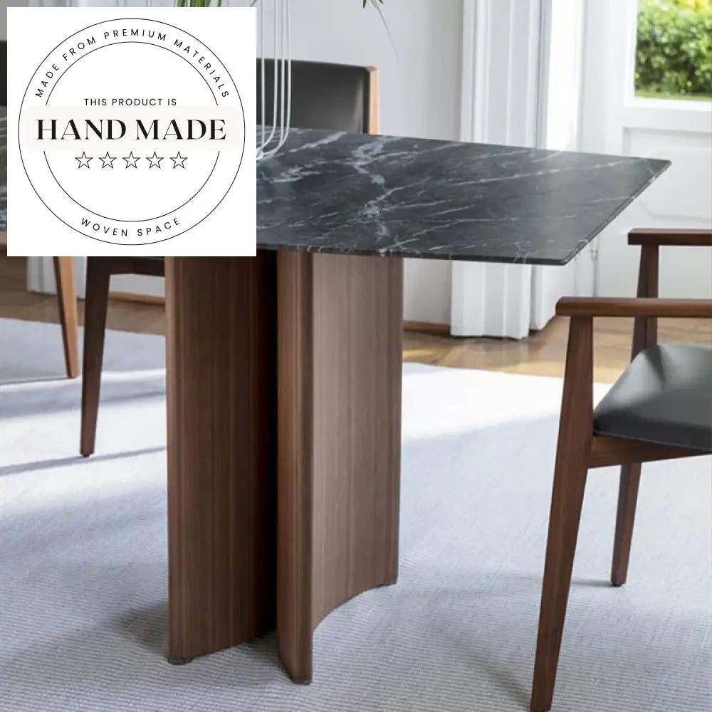 Modern Black Marble Top Walnut Base Nordic Design Dining Table
