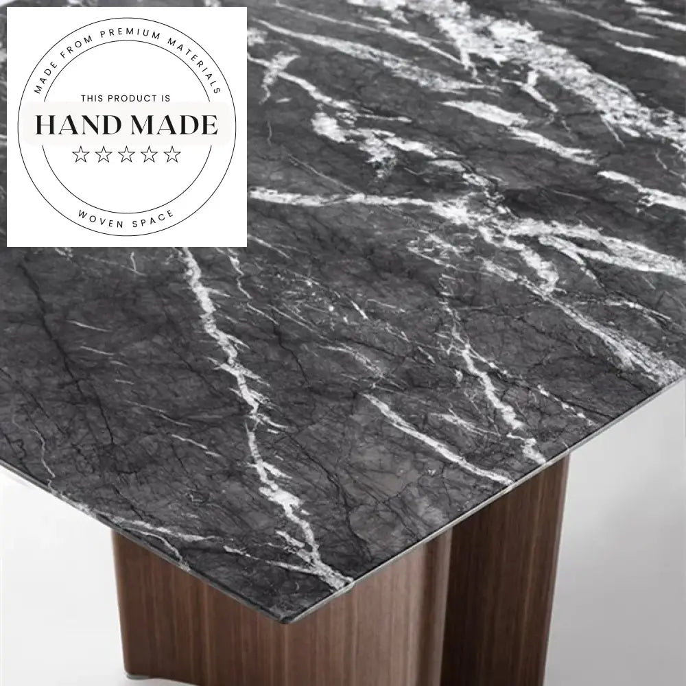 Modern Black Marble Top Walnut Base Nordic Design Dining Table