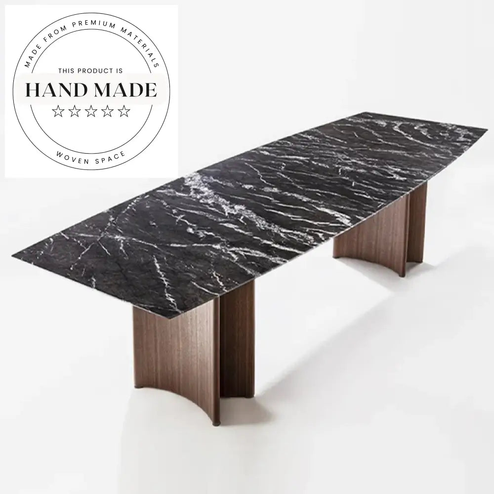 Modern Black Marble Top Walnut Base Nordic Design Dining Table