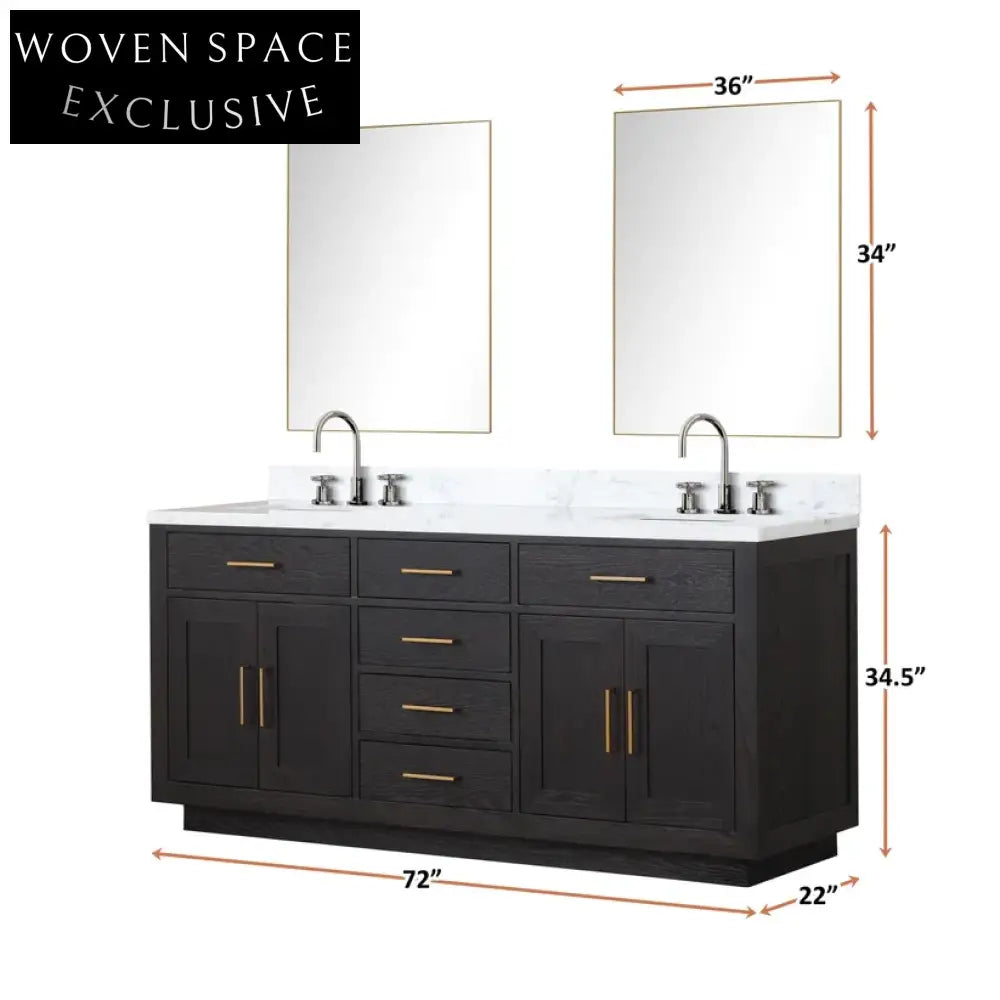 Modern Black Melamine 72-Inch Floor Mounted Rectangle Bathroom Vanity Combo