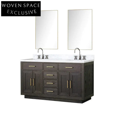 Modern Black Melamine 72-Inch Floor Mounted Rectangle Bathroom Vanity Combo