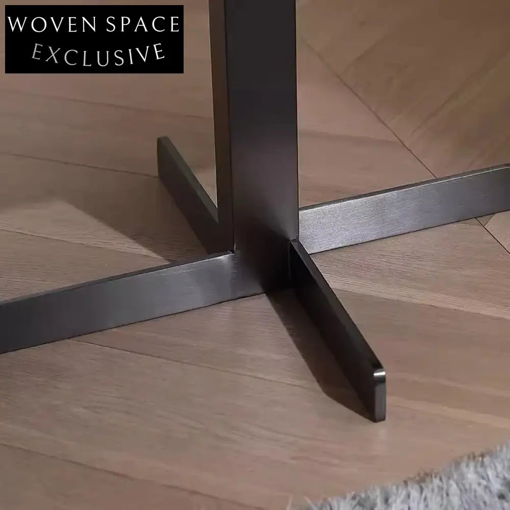 Modern Black Nightstand with Stainless Steel Base, 1 Drawer, Wood Veneer Side Table