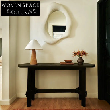 Modern Black Oak Console Table with Tapered Legs for Chic Entryway Living Room