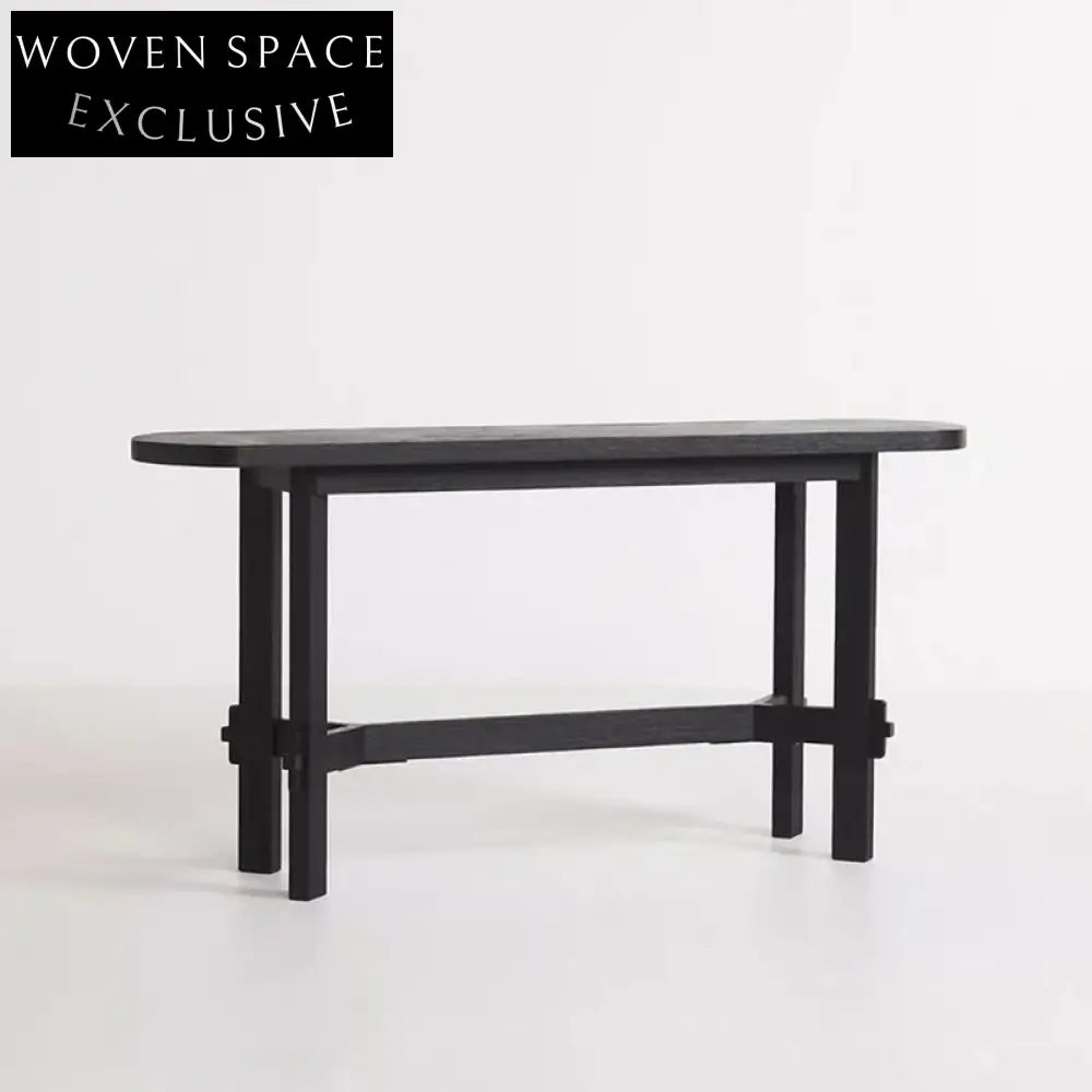 Modern Black Oak Console Table with Tapered Legs for Chic Entryway Living Room
