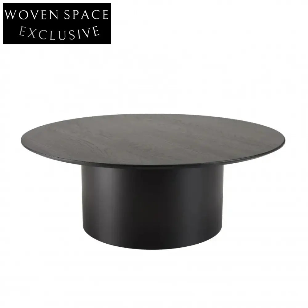 Modern Black Oak Wood Round Coffee Table for Stylish Living Rooms