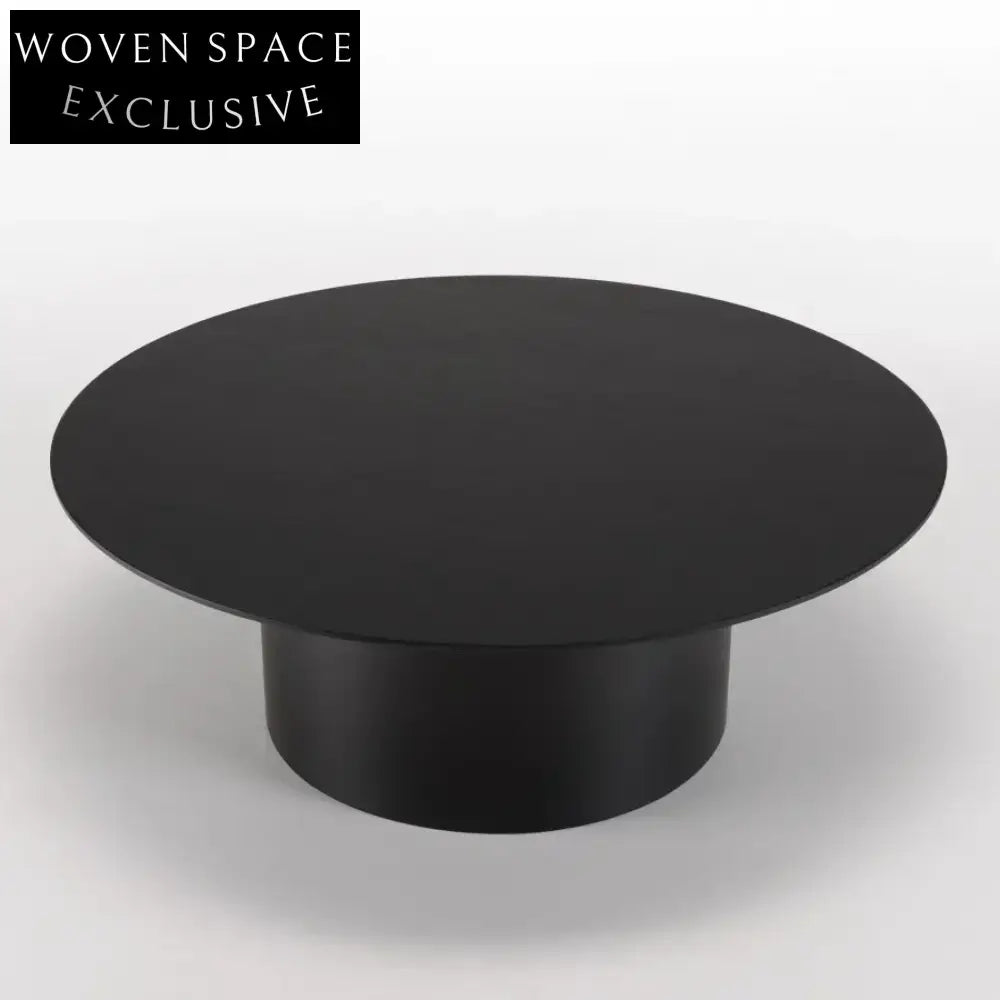 Modern Black Oak Wood Round Coffee Table for Stylish Living Rooms