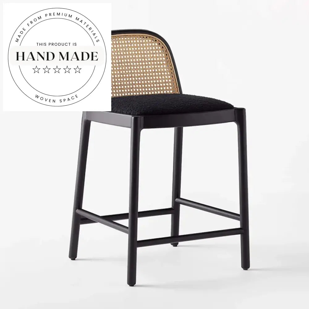 Modern Black Rattan Bar Stool, Wooden Dining Counter & Outdoor Garden Chair