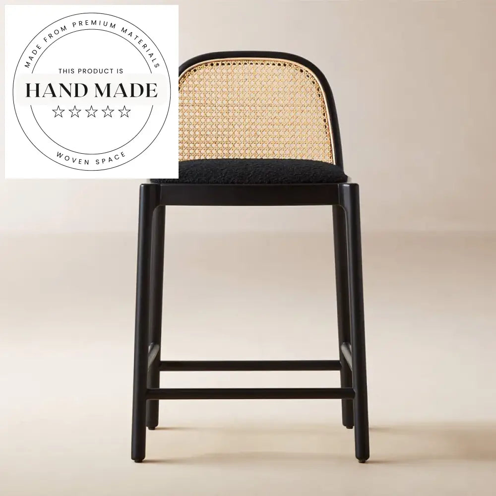Modern Black Rattan Bar Stool, Wooden Dining Counter & Outdoor Garden Chair
