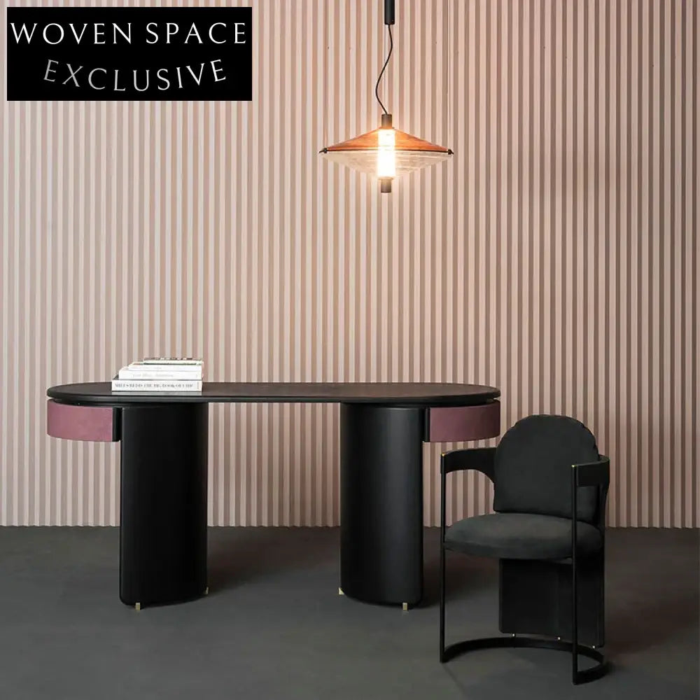 Modern Black Solid Wood Dressing Table with Drawers for Home Office Study