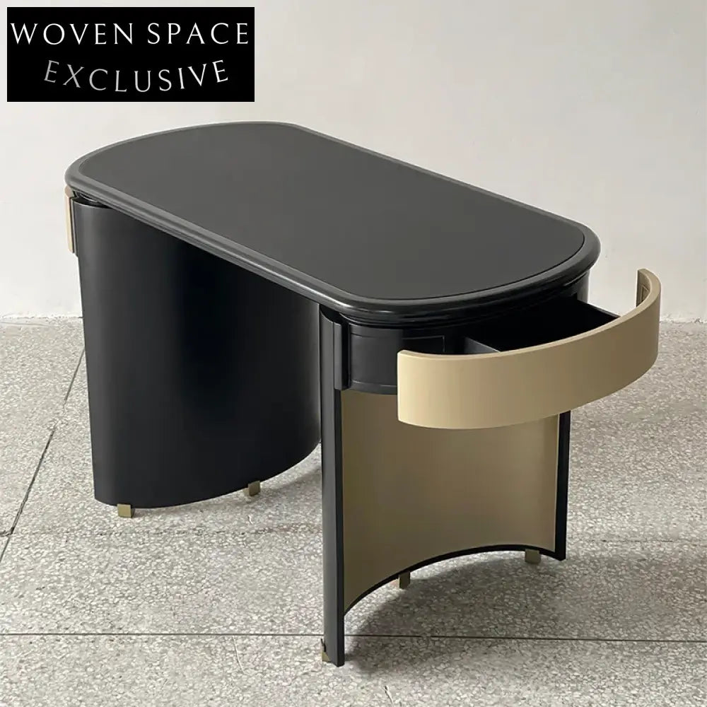 Modern Black Solid Wood Dressing Table with Drawers for Home Office Study