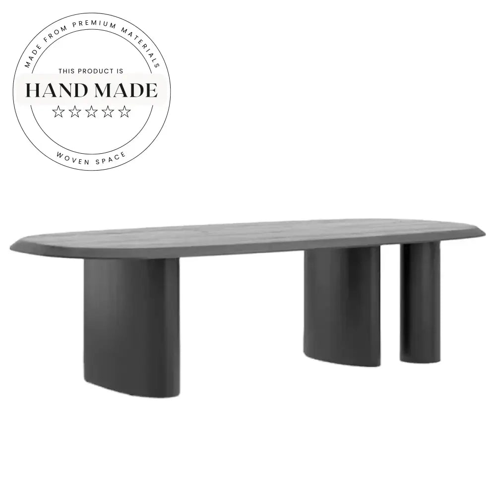 Modern Black Solid Wood Oval Extendable 10-12 Seater Dining Table