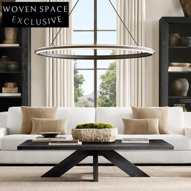 Modern Black Solid Wood Rectangle Coffee Table for Living Room & Hotel Villa