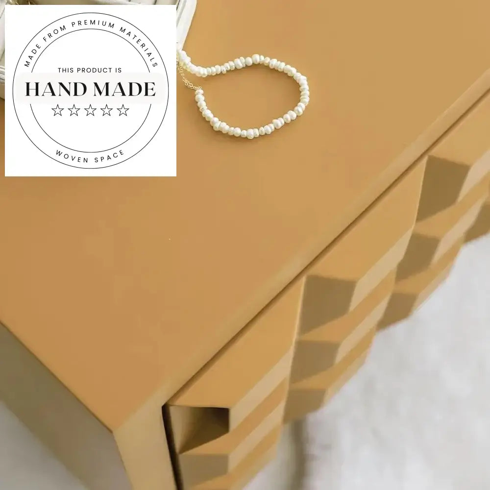 Modern Black Square Wooden Nightstand with Drawers Bedside Table