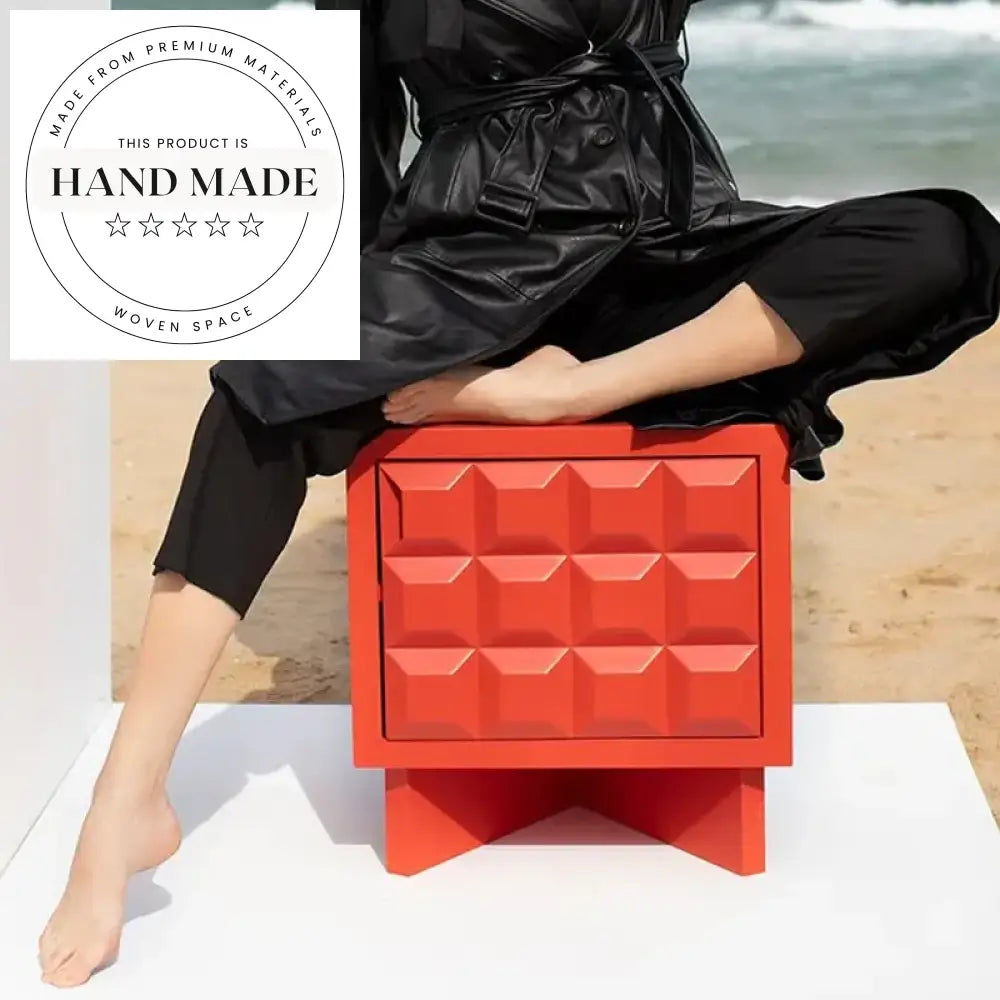 Modern Black Square Wooden Nightstand with Drawers Bedside Table