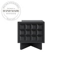 Modern Black Square Wooden Nightstand with Drawers Bedside Table