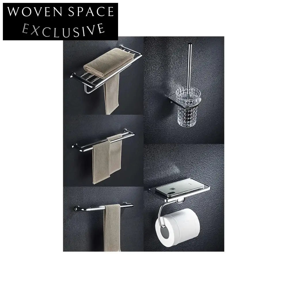 Modern Black Stainless Steel 5-Piece Bathroom Hardware Set for Washrooms