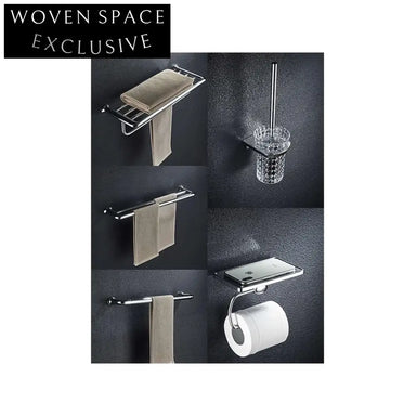 Modern Black Stainless Steel 5-Piece Bathroom Hardware Set for Washrooms