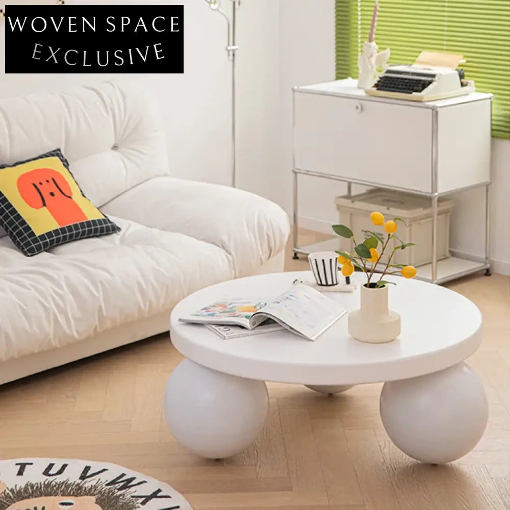 Modern Black & White Rotating Wooden Low Height Living Room Coffee Table