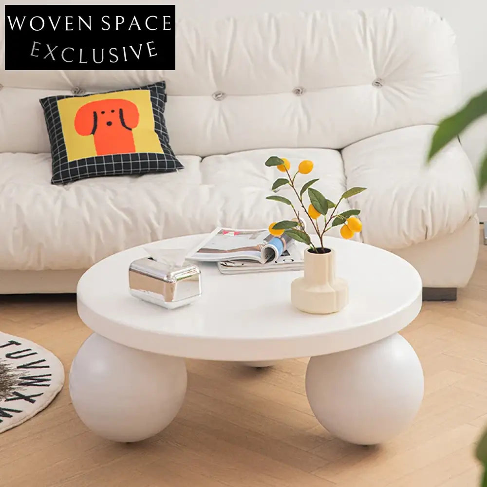 Modern Black & White Rotating Wooden Low Height Living Room Coffee Table
