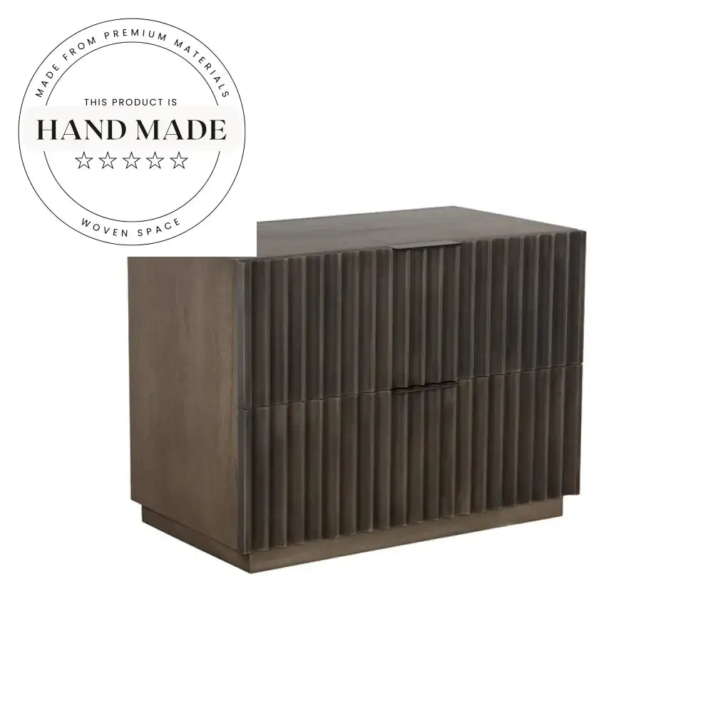 Modern Black Wood Nightstand with Antique Brass Bedside Table