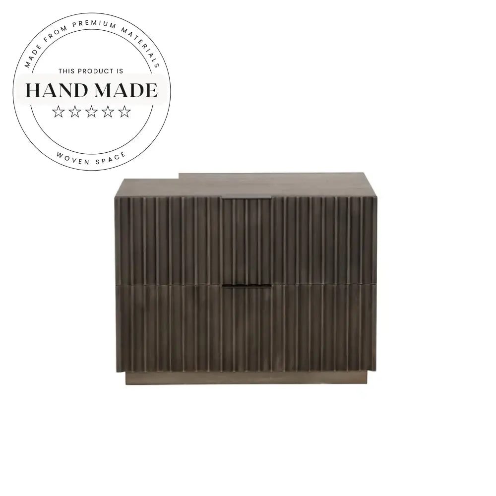 Modern Black Wood Nightstand with Antique Brass Bedside Table