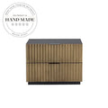 Modern Black Wood Nightstand with Antique Brass Bedside Table