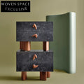 Modern Black Wood Two-Drawer Nightstand Side Table for Bedroom Storage