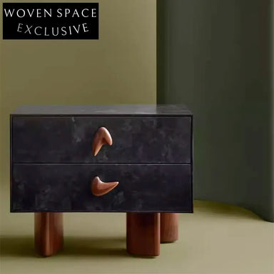 Modern Black Wooden Nightstand Cabinet with Drawer for Elegant Bedroom Decor