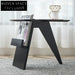 Modern Black Wooden Sofa Side Table with Storage Shelf Magazine Rack