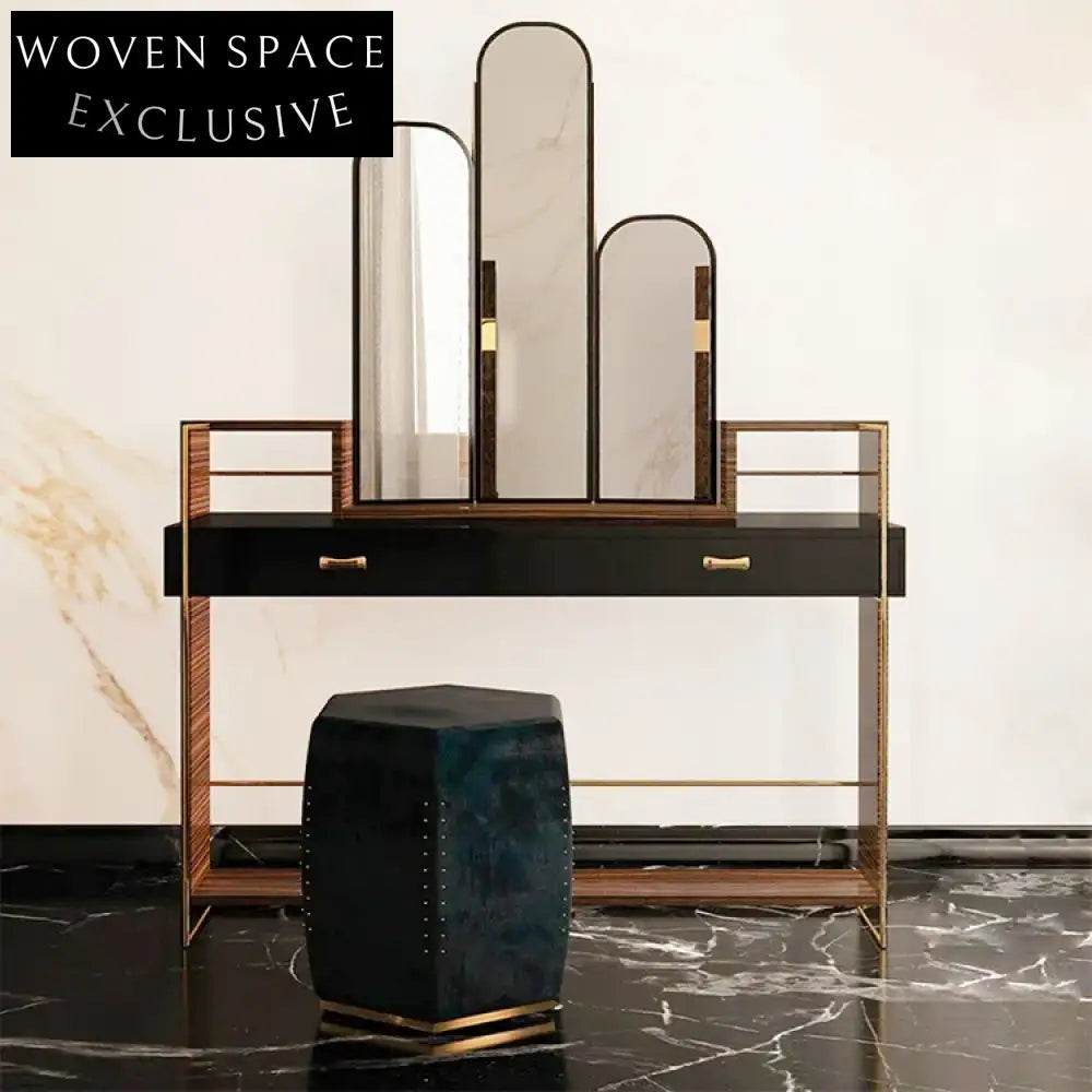 Modern Black Wooden Vanity Makeup Bedroom Dressing Table