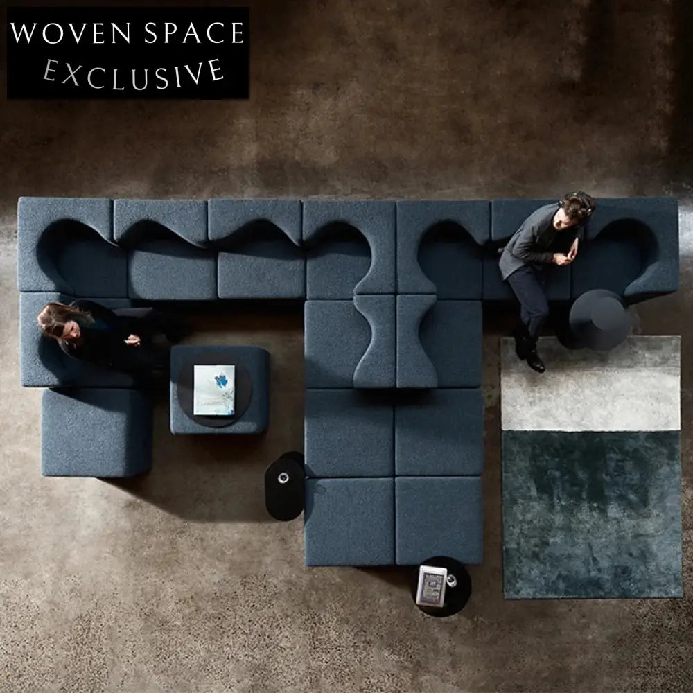 Modern Blue Fabric Chesterfield Modular Living Room Couch Sofa