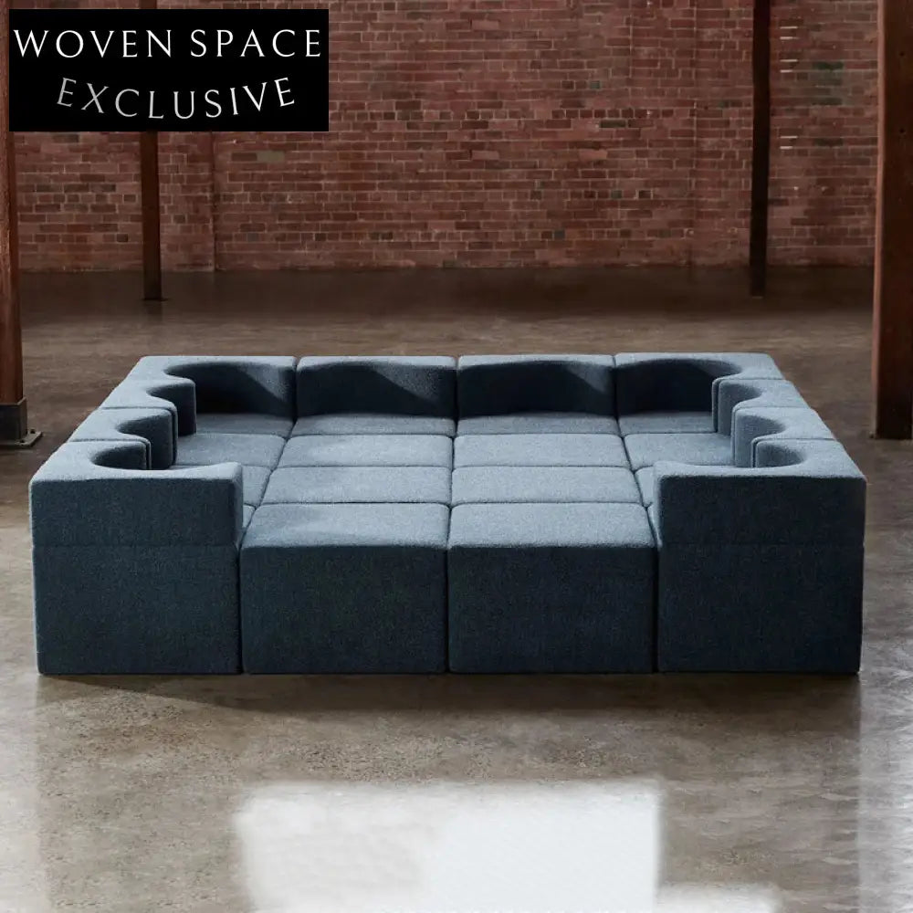 Modern Blue Fabric Chesterfield Modular Living Room Couch Sofa