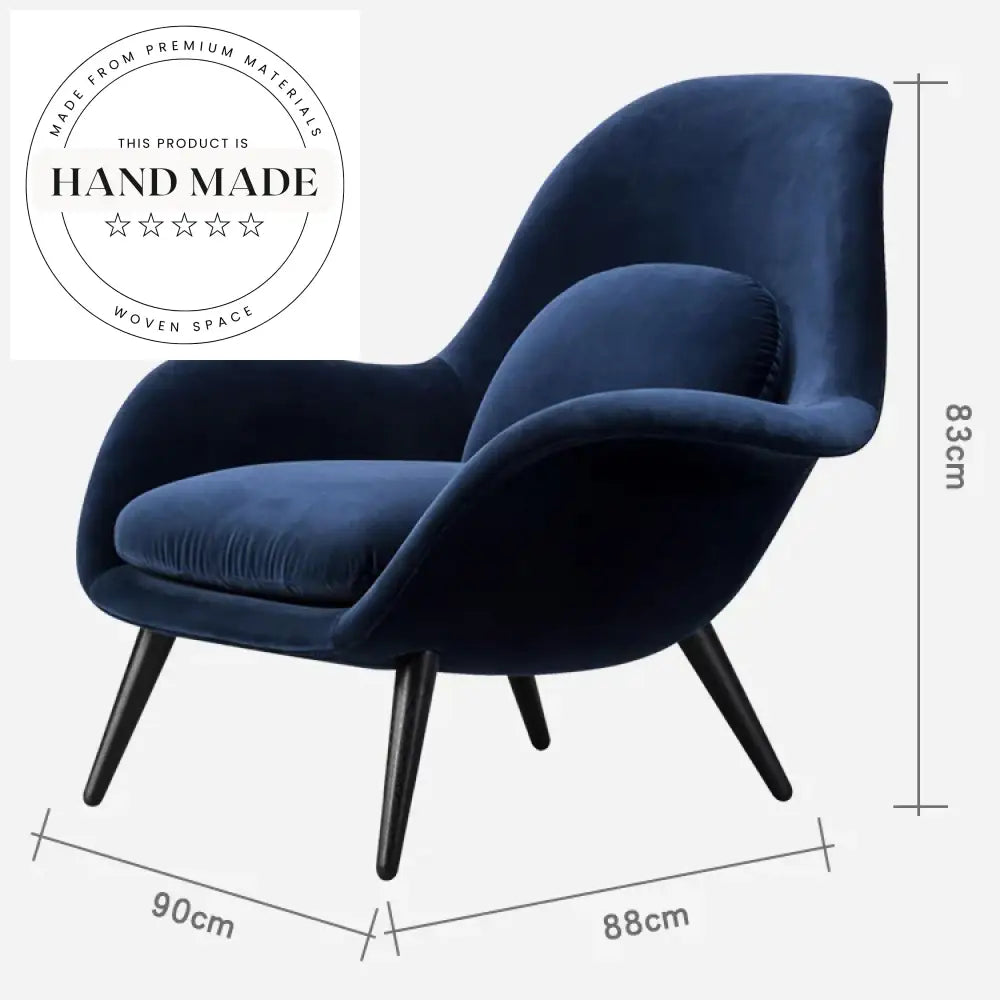 Modern Blue Velvet Accent Armchair for Living Room & Hotel Receptions