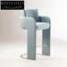 Modern Blue Velvet Upholstered High Counter Bar Stool with Backrest
