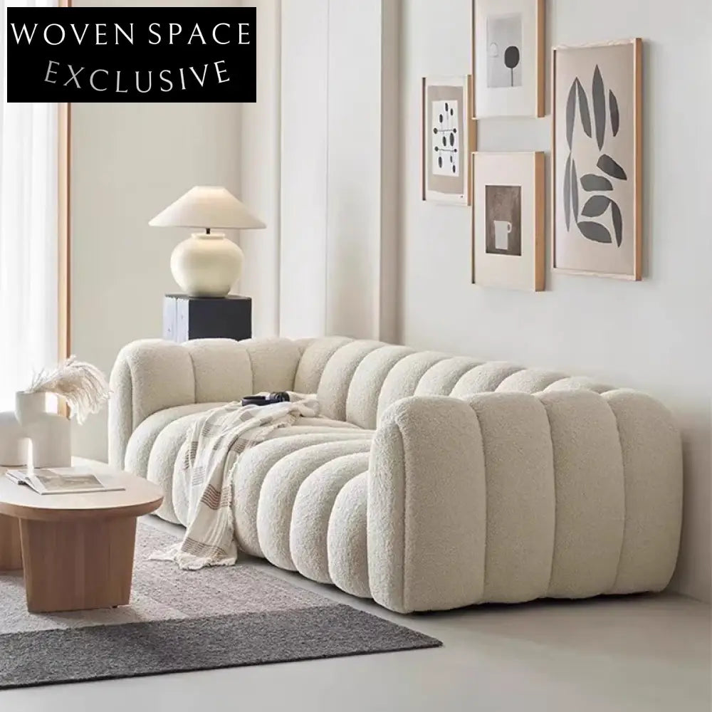 Modern Boucle Floor Lounge Sofa Sectional Set Luxurious Designer Living Room