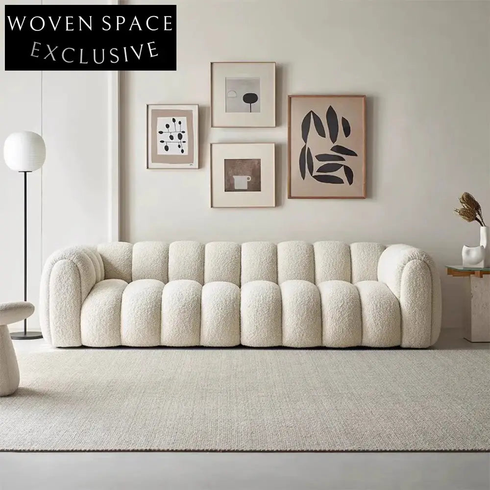 Modern Boucle Floor Lounge Sofa Sectional Set Luxurious Designer Living Room