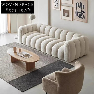 Modern Boucle Floor Lounge Sofa Sectional Set Luxurious Designer Living Room