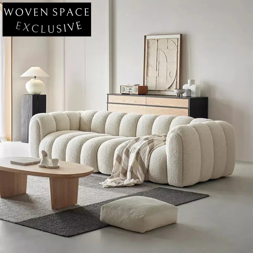 Modern Boucle Floor Lounge Sofa Sectional Set Luxurious Designer Living Room