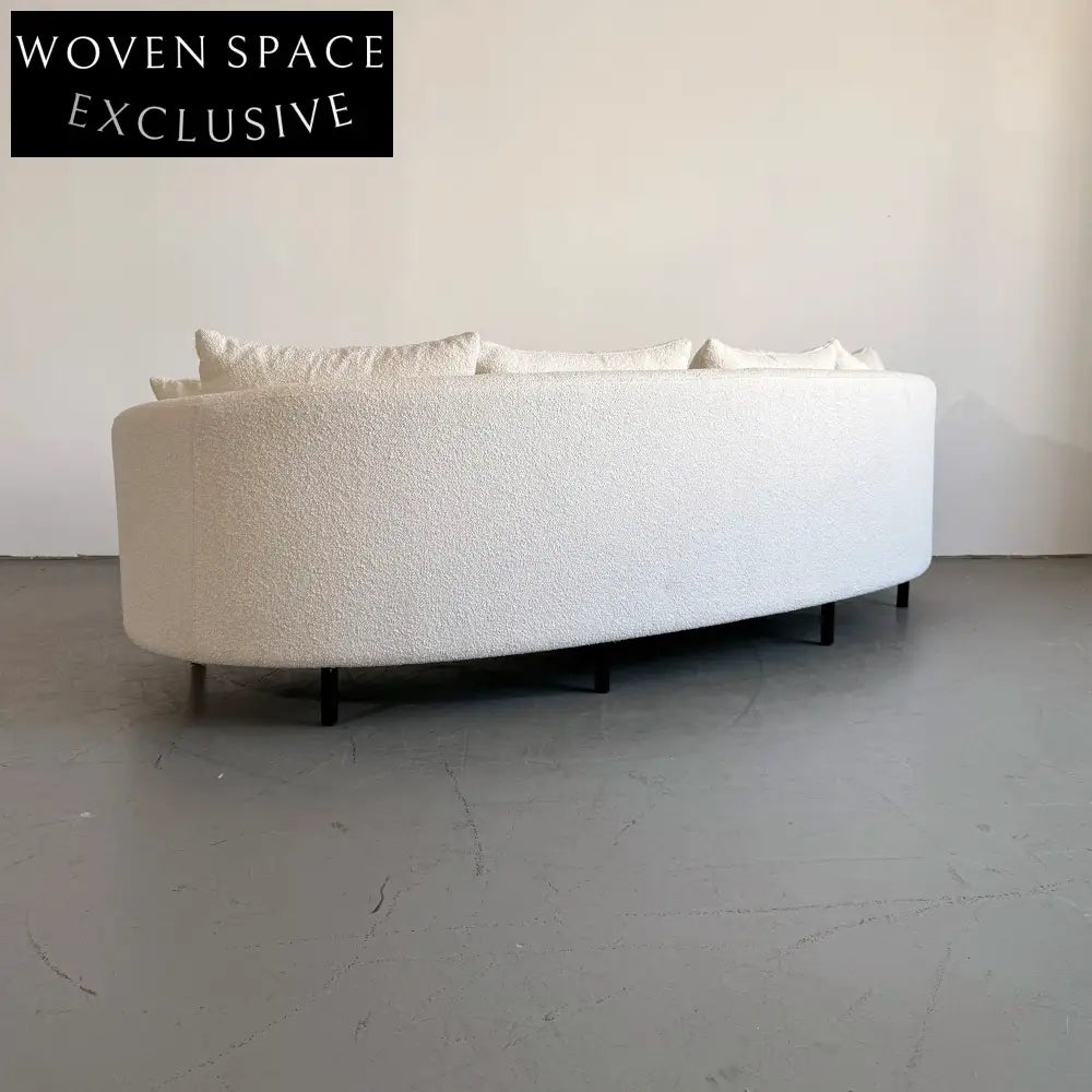 Modern Curved Boucle 3-Seater Sofa with Elegant Black Metal Legs
